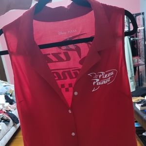 Disney Pixar Toy Story Pizza Planet Tie-Front Girls Woven Button-Up Tank Top